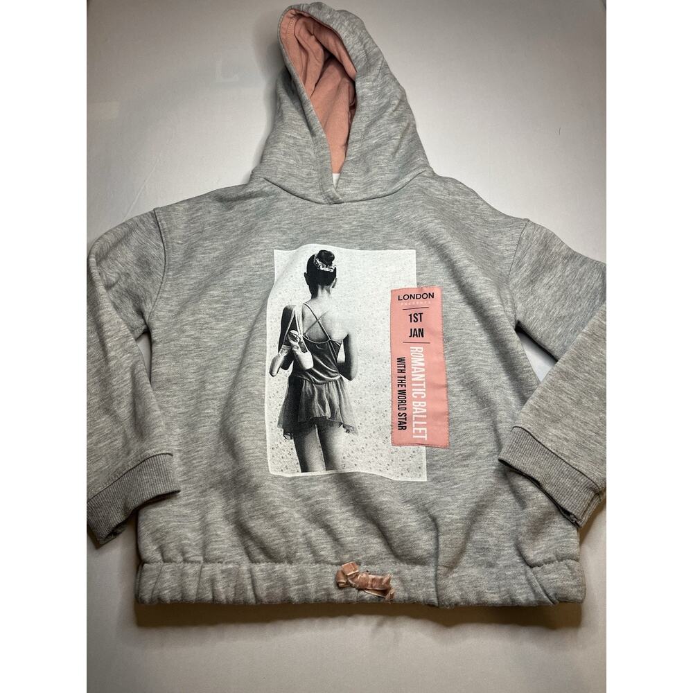Zara Kids Ballerina Sweatshirt Girls Size 9 Ballerina Print On Front